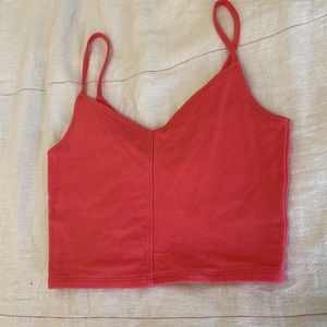 Bright pink hollister cropped tank top